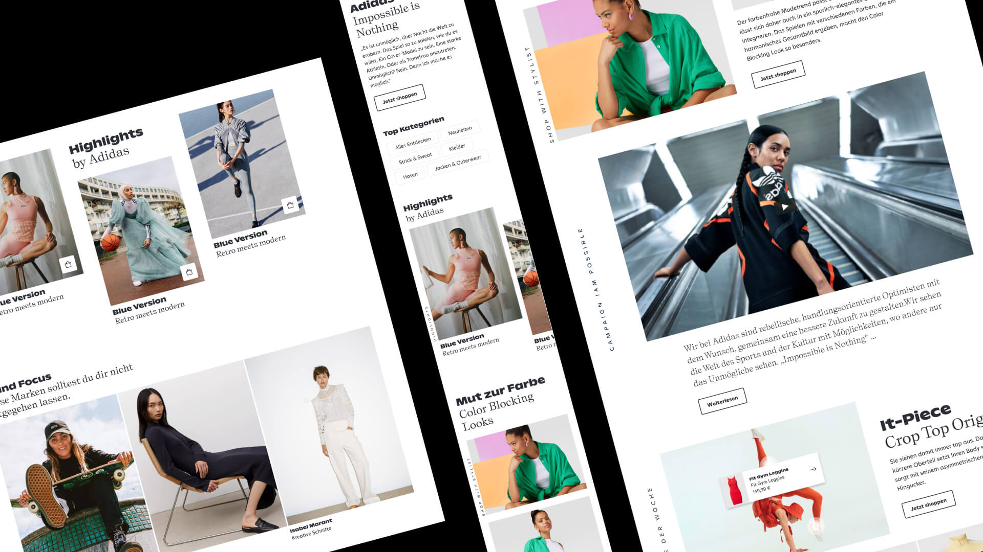 Webseiten Mock ups Peek&Cloppenburg