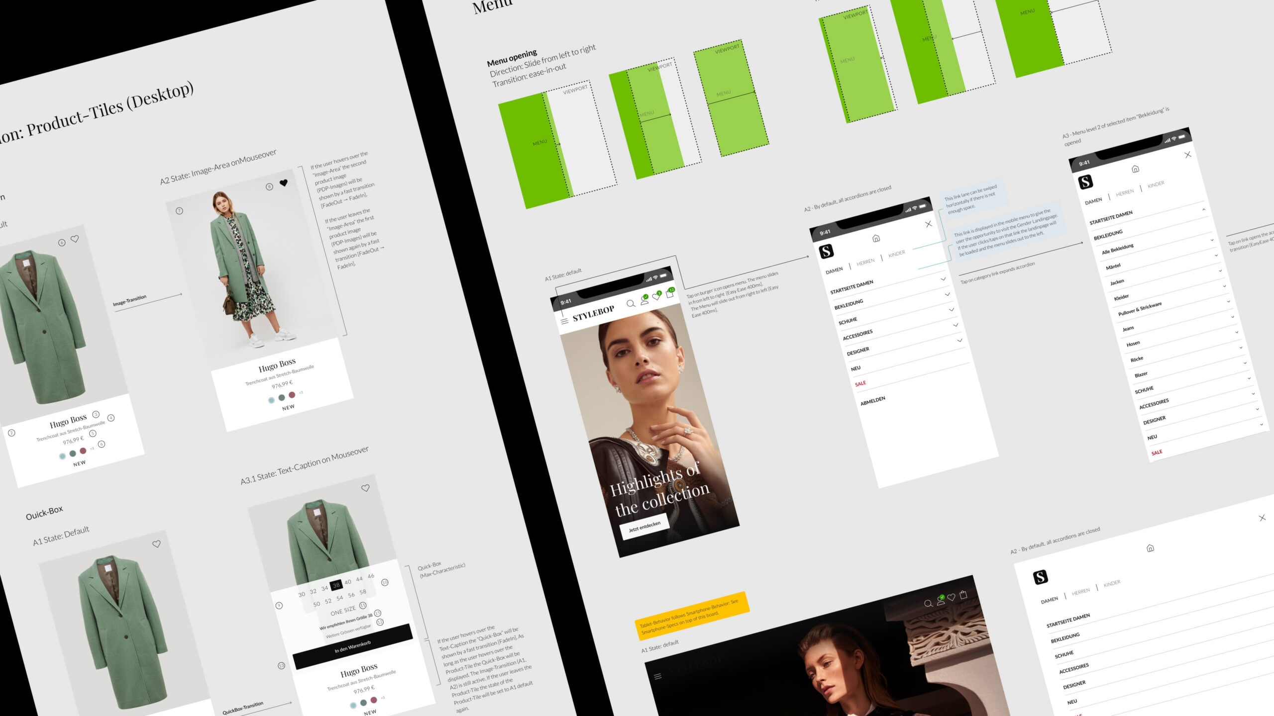 Wireframes, Konzeption, Peek&Cloppenburg